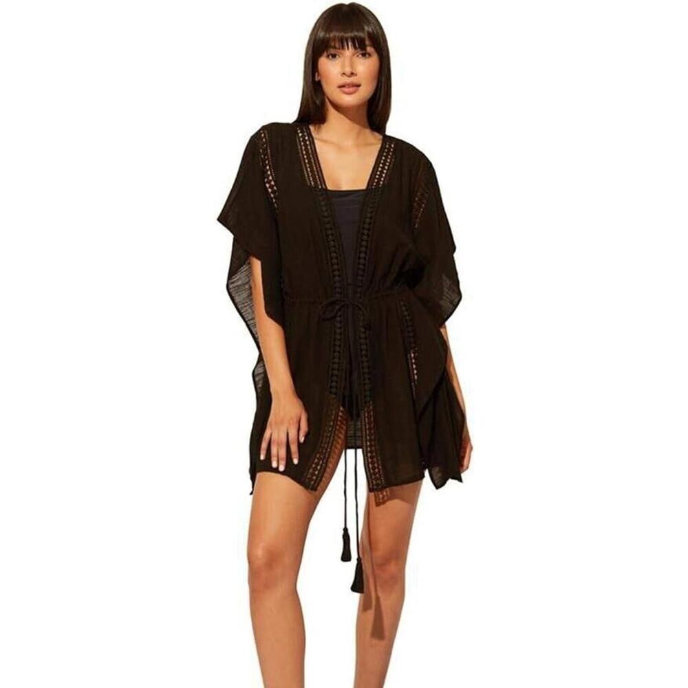 Blue by Rod Beattie Women's Woven Cotten Swimsuit Cover-Up in Black Medium $70